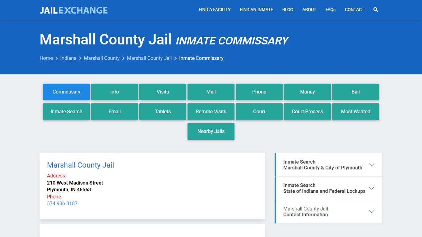 Inmate Commissary, Care Packs - Marshall County Jail, IN